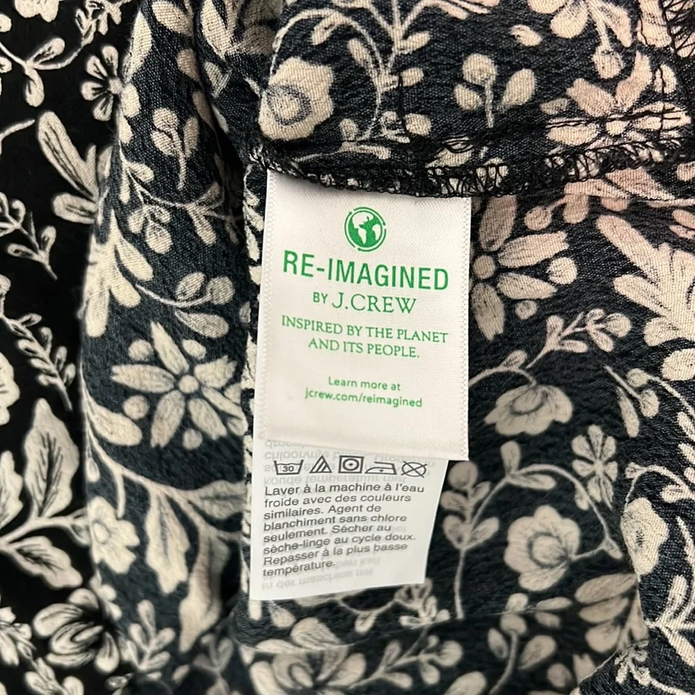 J Crew Swingy Antique Floral Print Black & Cream Dress Small - Picture 6 of 7